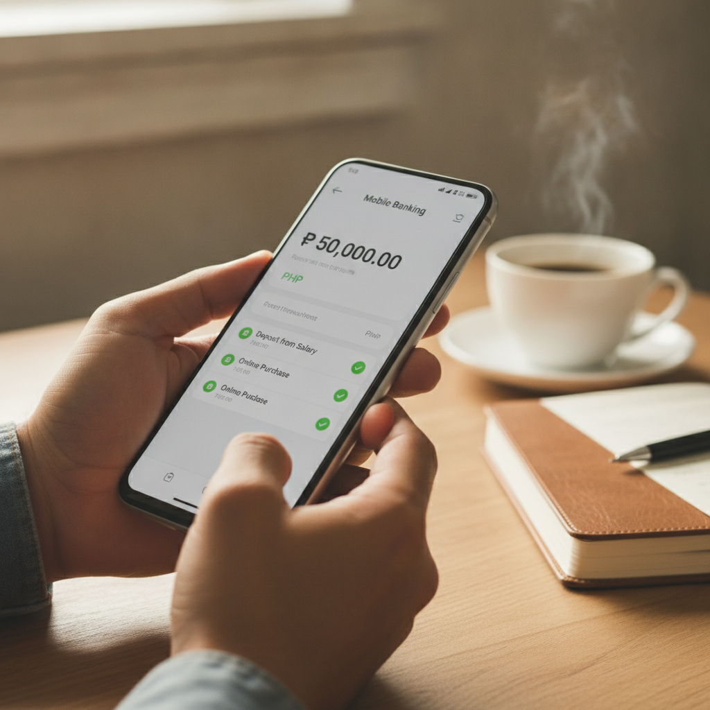 Filipino person checking mobile payment transaction on smartphone for online casino cashout